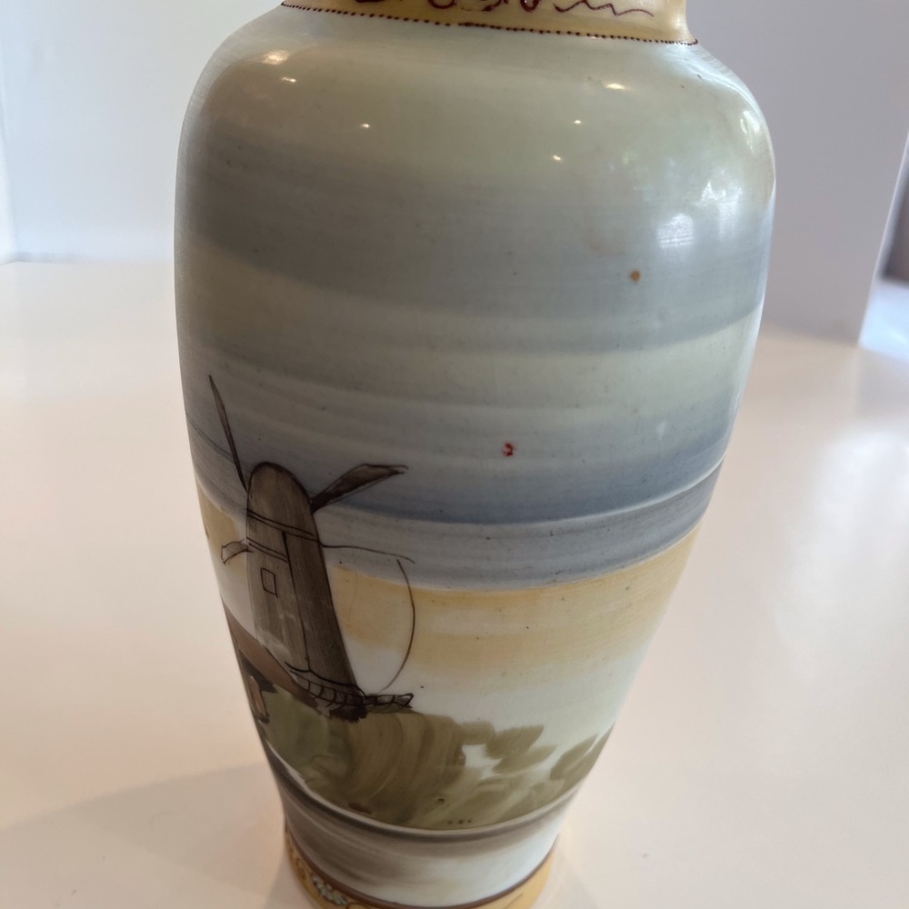Hand Painted Vase with Windmill - Picture 2 of 11